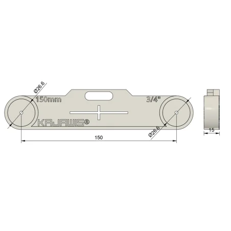 Template stencil for leveling cams 150 mm battery mount with bubble level