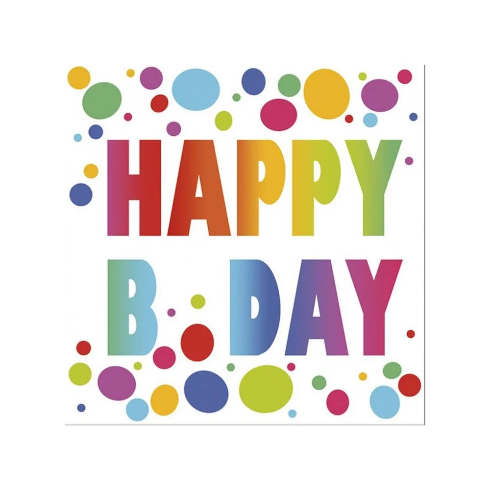 Birthday napkins Happy Birthday with polka dots 33 cm 20 pieces for kids