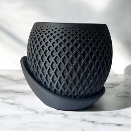 Shatterproof 16cm Matte Black Satin Modern Flower Pot KAJAWIS