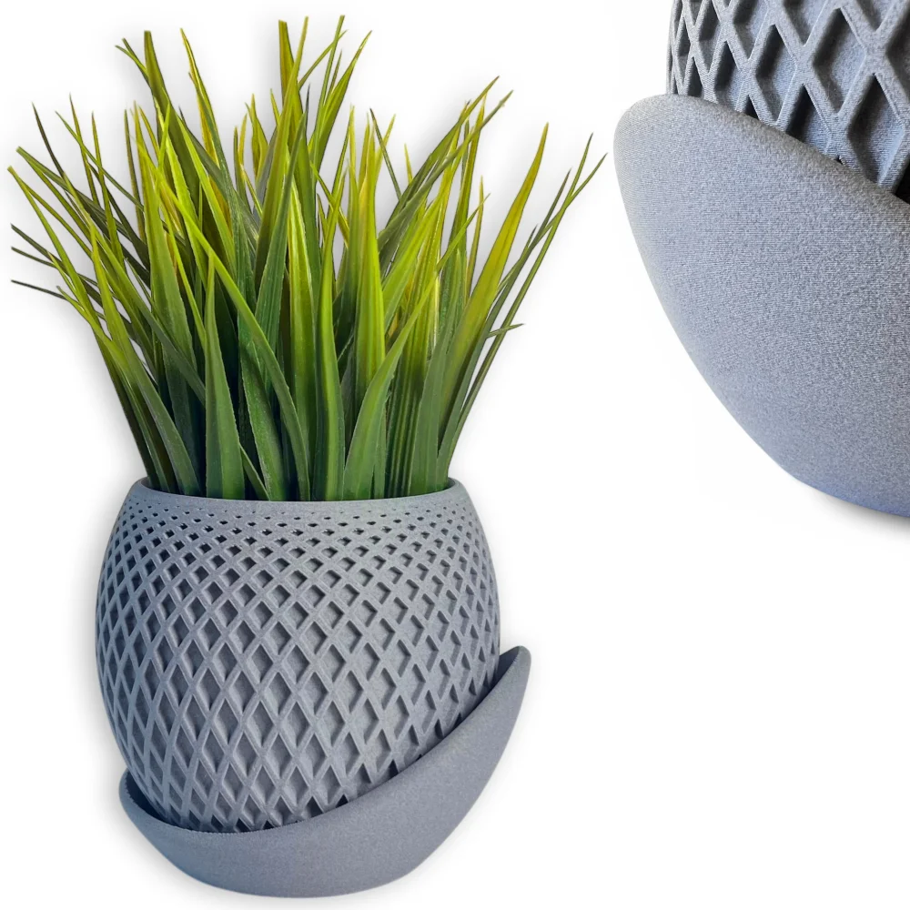 Unbreakable 11cm Matte Gray Concrete Planter Modern Home KAJAWIS