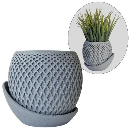 Unbreakable 11cm Matte Gray Concrete Planter Modern Home KAJAWIS