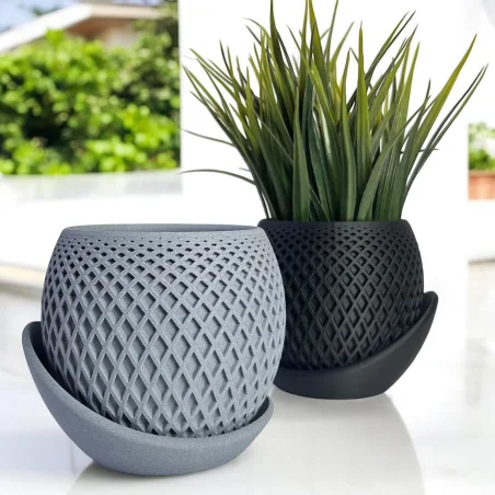 Unbreakable 11cm Matte Gray Concrete Planter Modern Home KAJAWIS