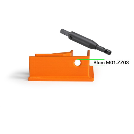 copy of Uchwyt stolarski 4xL 2xT otwory BLUM do płyty montażowej 18mm kątowy 3 ręka