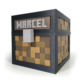 Pudełko XL z imieniem w stylu Minecraft EKO brązowe