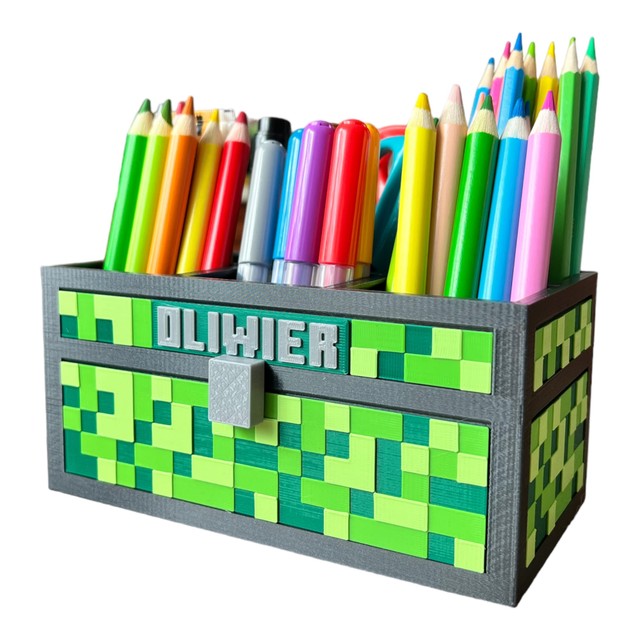 Organizer z imieniem na biurko w stylu Minecraft