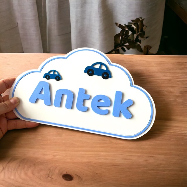 Tabliczka na ścianę/drzwi z imieniem chmurka 3D – zdjęcie 4