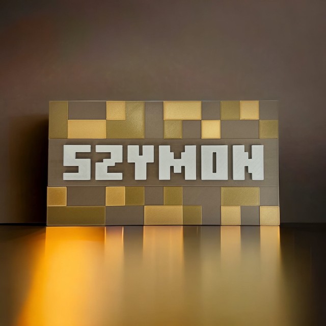 Tabliczka na ścianę/drzwi w stylu Minecraft 3D