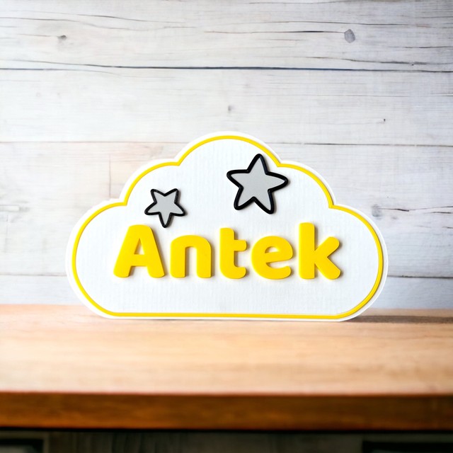 Tabliczka na ścianę/drzwi z imieniem chmurka 3D – zdjęcie 3