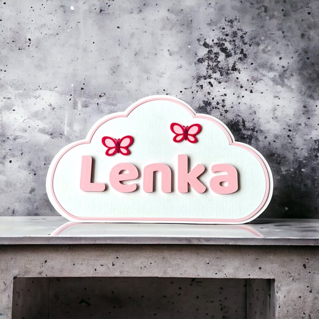 Tabliczka na ścianę/drzwi z imieniem chmurka 3D – zdjęcie 2