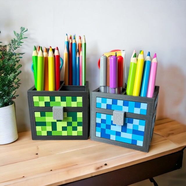Organizer M na biurko w stylu Minecraft Przybornik na kredki – zdjęcie 2