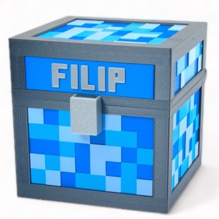 Pudełko XL z imieniem w stylu Minecraft EKO niebieskie