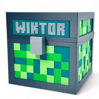 Pudełko XL z imieniem w stylu Minecraft EKO zielone