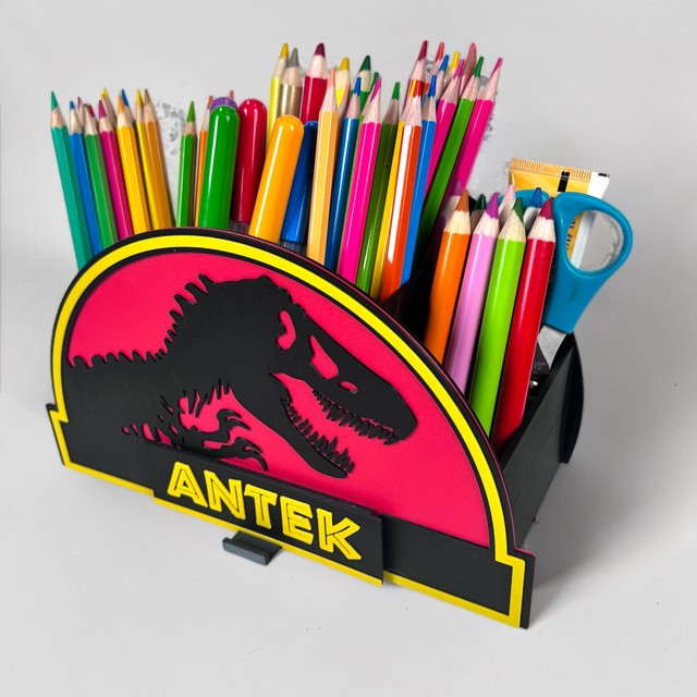 Organizer na biurko z szufladką w stylu Jurassic – zdjęcie 3