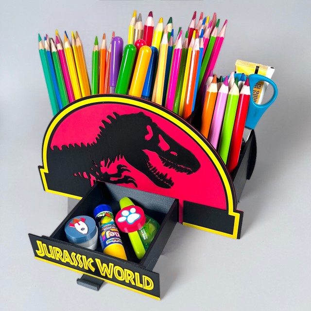 Organizer na biurko z szufladką w stylu Jurassic – zdjęcie 4