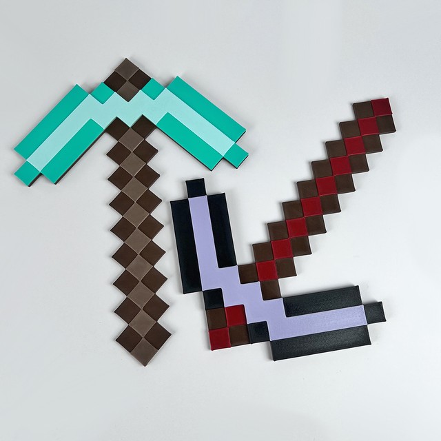 Naklejka na ścianę 3D pixele dekoracja dziecięcego pokoju Kilof Netherite – zdjęcie 6