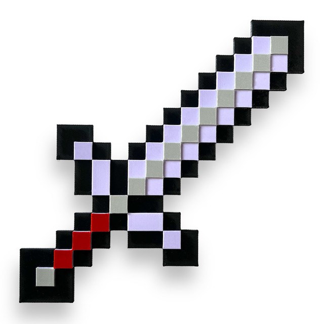 Naklejka na ścianę 3D Pixele dekoracja pokoju Miecz Netherite