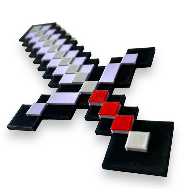 Naklejka na ścianę 3D Pixele dekoracja pokoju Miecz Netherite – zdjęcie 2