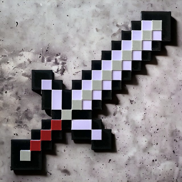 Naklejka na ścianę 3D Pixele dekoracja pokoju Miecz Netherite – zdjęcie 5