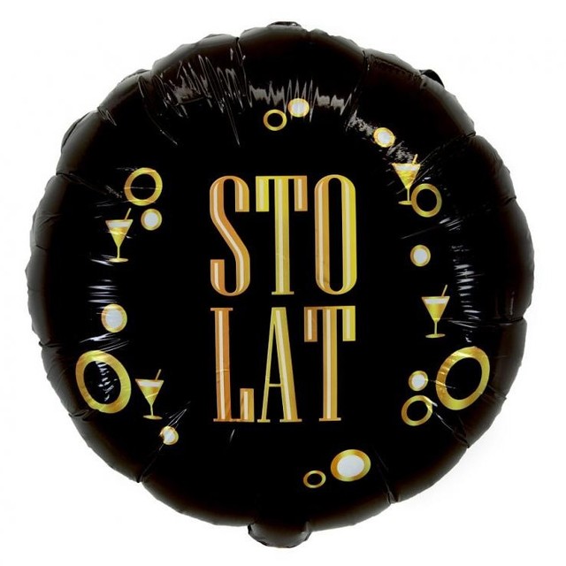Balon foliowy czarny okrągły Sto Lat 1 szt.
