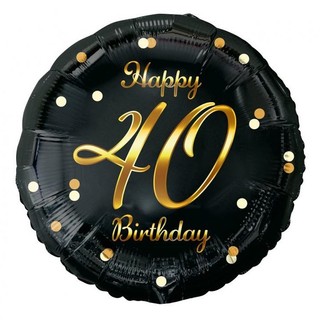 Balon foliowy czarny okrągły Happy Birthday 40 urodziny 1 szt.