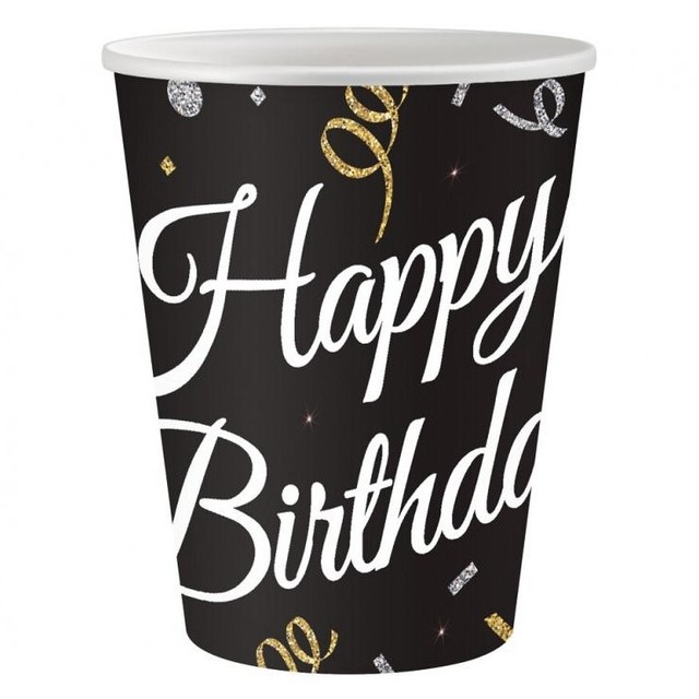 Kubeczki papierowe Happy birthday TNT 250 ml 6 szt. Dekoracja urodzinowa