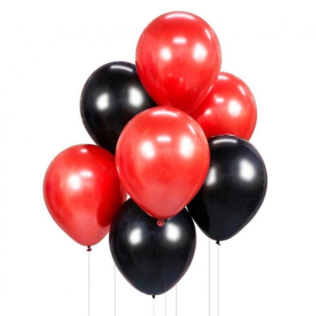 Zestaw balonów 7 szt. Bukiet Czarne Czerwone Urodziny Party