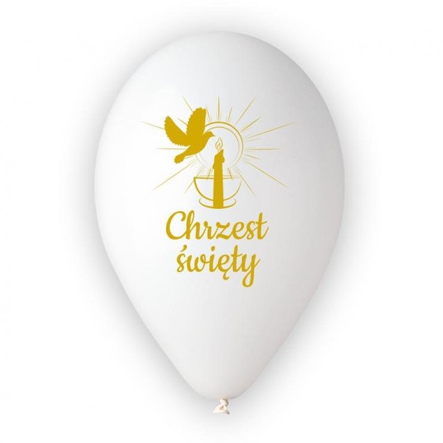 Zestaw Balonów na Chrzest Święty Biało złote 5szt. 13" – zdjęcie 2