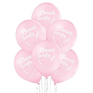 Zestaw różowych Balonów na Chrzest Święty dla dziewczynki 6szt