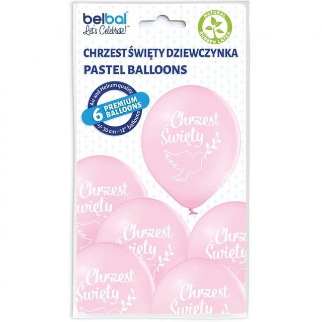Zestaw różowych Balonów na Chrzest Święty dla dziewczynki 6szt – zdjęcie 2