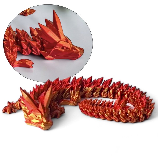 Smok kryształowy 3D - figurka dekoracyjna 35 cm