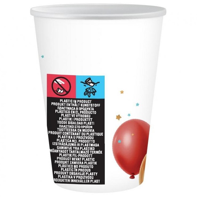 Kubeczki papierowe białe ze złotymi dodatkami Party TNT 250ml 6 szt. – zdjęcie 3