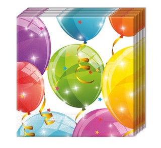 Serwetki urodzinowe z balonami 33 cm 20szt