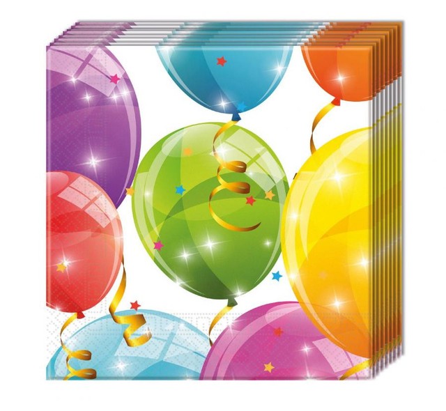 Serwetki urodzinowe z balonami 33 cm 20szt