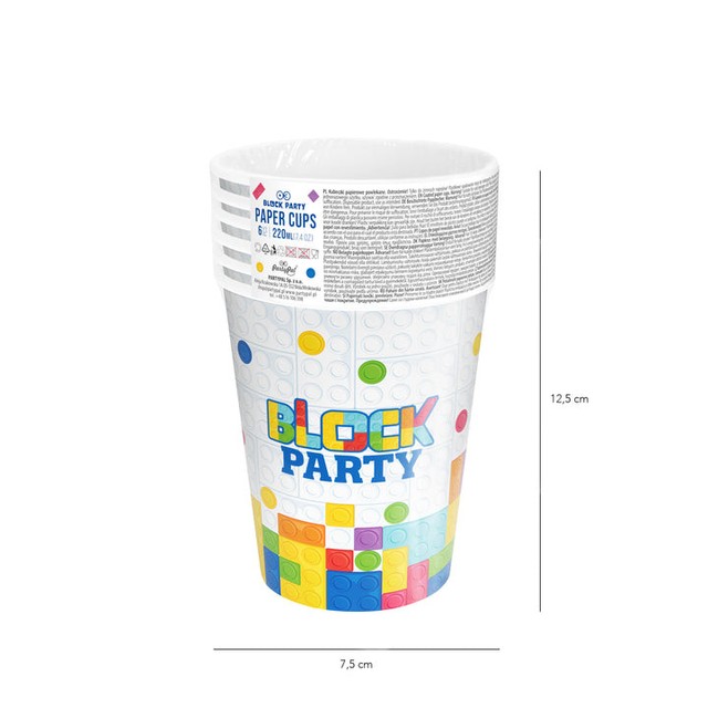 Kubeczki papierowe Klocki Lego TNT 220 ml 6 szt. – zdjęcie 2