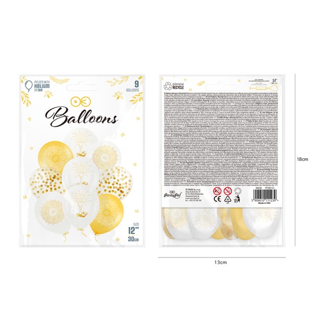 Balony Komunia Święta białe złote 9 szt 12" – zdjęcie 2