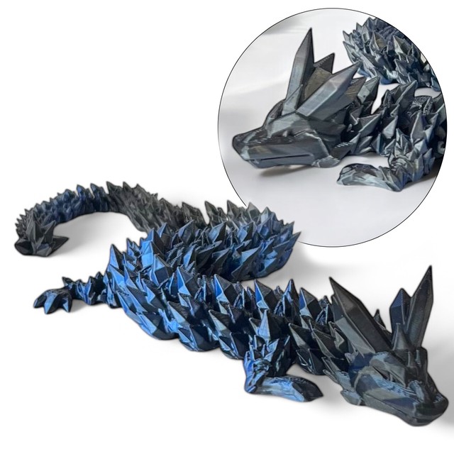 Smok kryształowy 3D - figurka dekoracyjna 35 cm