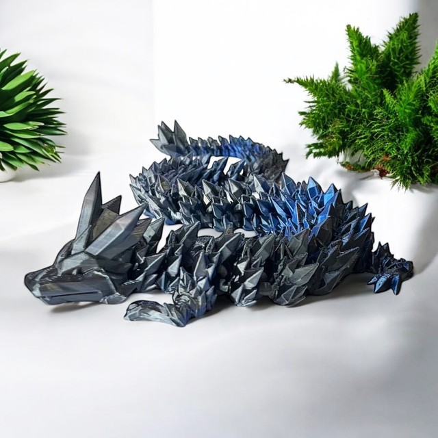 Smok kryształowy 3D - figurka dekoracyjna 35 cm – zdjęcie 3