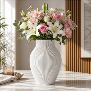 Shatterproof ribbed vase 22 cm